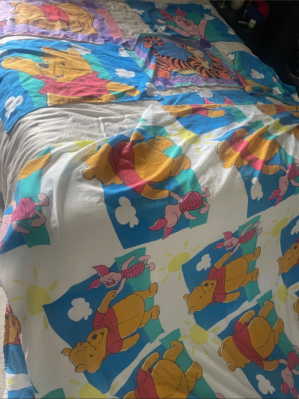 Winnie the Pooh Kids Bedding Set - White, Blue, Yellow